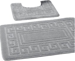 Non Slip Bath Mat Set Of 2 Silver 50x80cm Ultra Soft Absorbent Machine