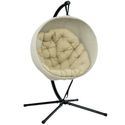 Outsunny Hanging Egg Chair Outdoor Indoor Swing Chair, Folding Basket,