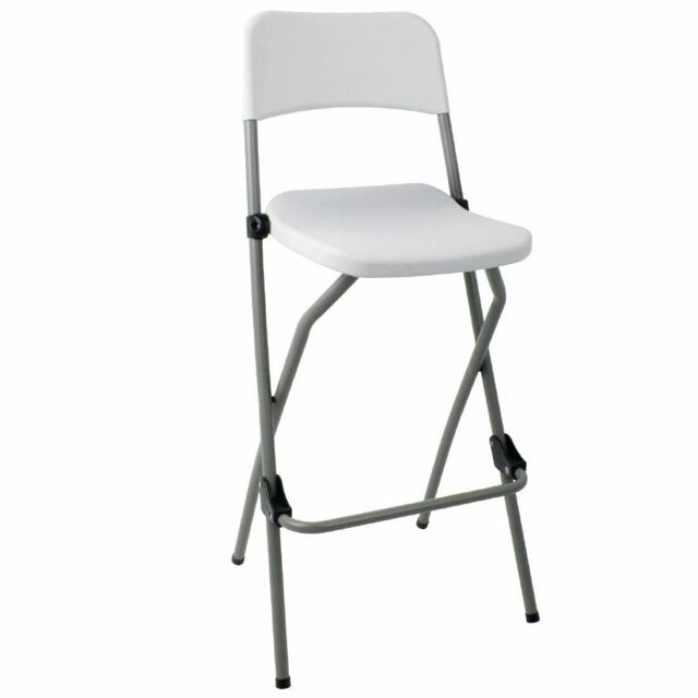 2 X Bolero Folding High Stool Steel Frame Plastic Seat Foldable