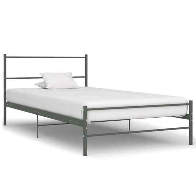 Bed Frame Grey Metal 100x200 Cm Vidaxl