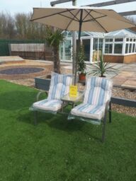 Garden Furniture Double Chair 2 Seat Dining Table Set Parasol Outdoor