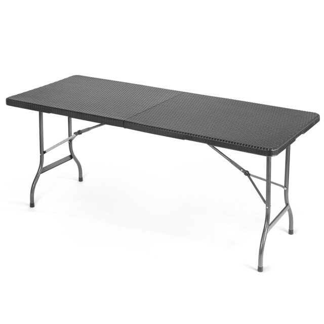 Folding Garden Table Rattan Effect Outdoor Camping Dining 6 Seater 6ft