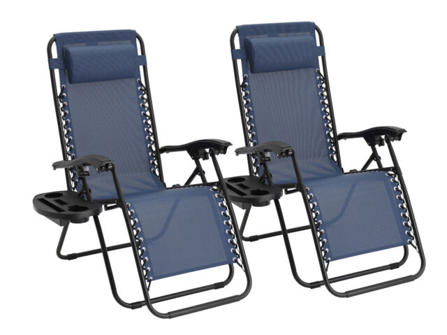 2x Zero Gravity Chair Sunlounger Outdoor Garden Folding Reclining