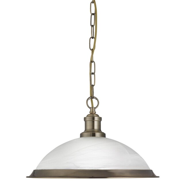 Pendant Light Bistro Antique Brass Frosted Glass Shade E27 Dimmable