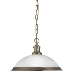 Pendant Light Bistro Antique Brass Frosted Glass Shade E27 Dimmable