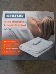 Status King Size 120w Electric Under Blanket 3 Heat Settings Washable