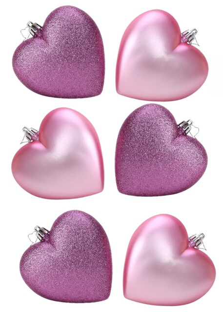6 Blush Dusty Pink Heart Bauble Christmas Ornament Hanging Tree