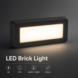 5w Led Cct Ip65 Black Surface Mount Outdoor Wall Brick Light 230v
