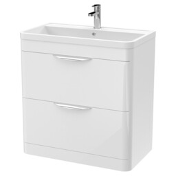 Nuie Parade Gloss White 800mm 2 Drawer Vanity Unit And Ceramic Basin -