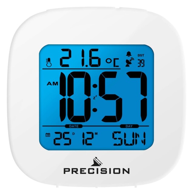 Precision Ap058 Alarm Clock White One Size Lcd Backlight Snooze Button