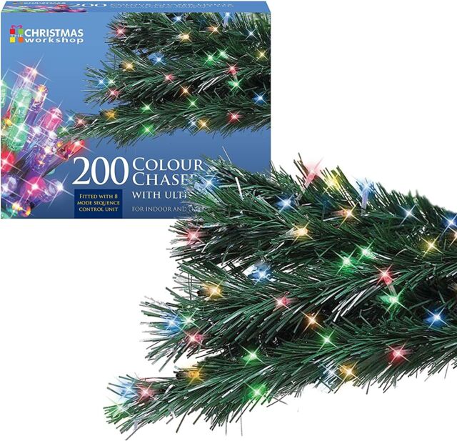 200 Multi-coloured Led Chaser Christmas Lights 77490 Indoor & Outdoor
