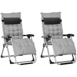 Outsunny 2 Pcs Reclining Zero Gravity Chair Folding Lounger Cushion