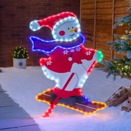 Christmas Snowman Light Led Rope Silhouette Freestanding Decoration