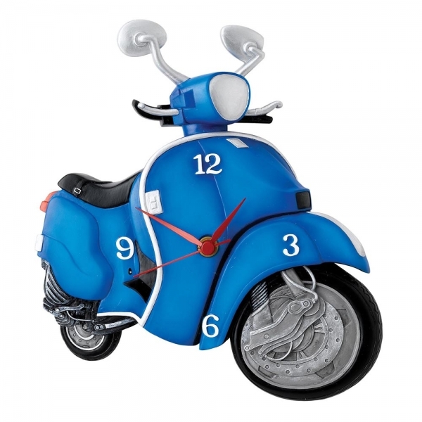 Time Warp Vespa Blue Scooter Moped Motorbike Wall Clock
