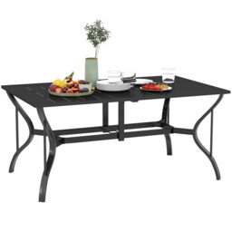 Outsunny Garden Dining Table With Steel Frame And Slatted Top For