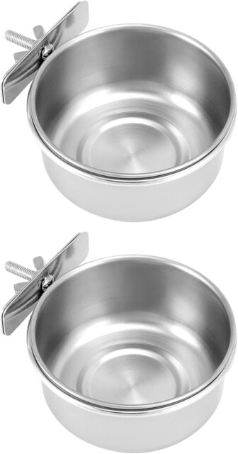 Qwork® 2 Pieces Bird Feeding Cups With Wing Nut, Stainless Steel Food