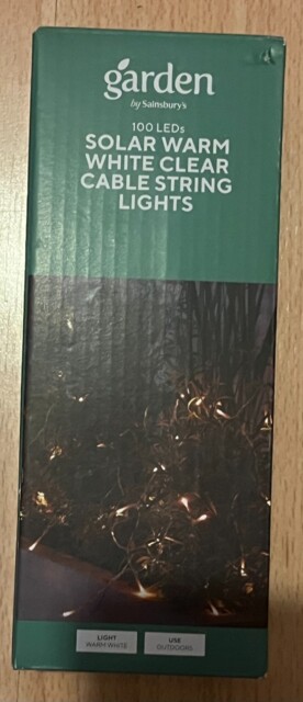 Garden By Sainsbury's Solar Warm White Clear Cable String Lights - 100