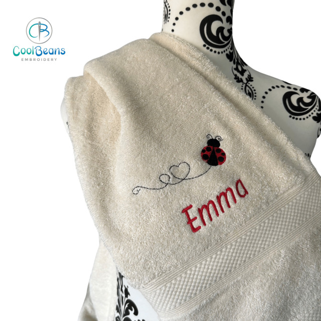 Ladybird Towel - Personalised - Flannel / Hand Towel / Bath Towel