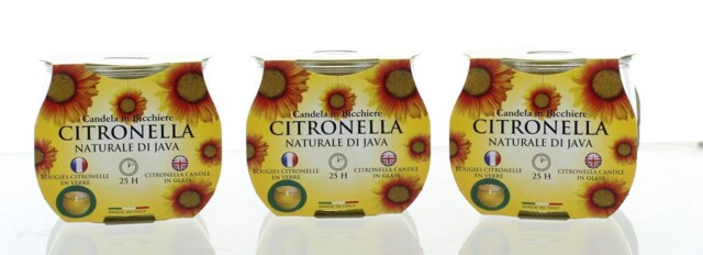 Set Of 3 Glass Jars Citronella Candles 25hr Burn Time Garden Insects