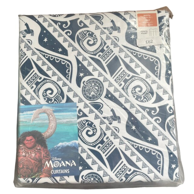 Disney Moana Pencil Pleat Curtain Blackout 168cm(66”) X183cm(72”) With