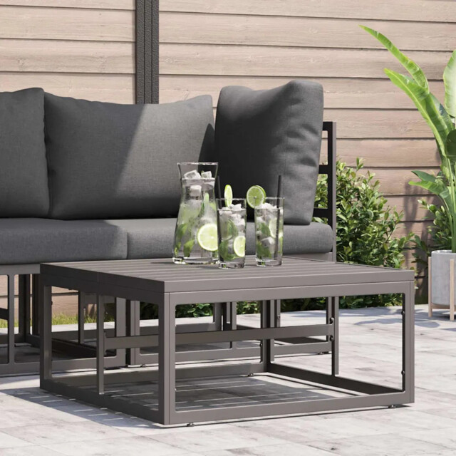 Outdoor Metal Coffee Table Black 70x70x32 Cm Minimalist Patio Center
