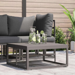 Outdoor Metal Coffee Table Black 70x70x32 Cm Minimalist Patio Center