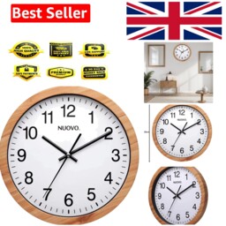 "10"" Wood Grain Round Silent Wall Clock, Vintage Style, 26cm"