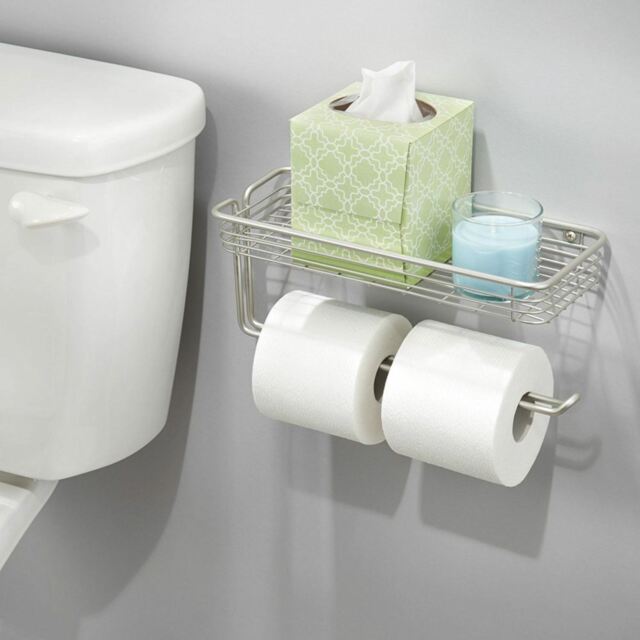 Chrome Wall Mounted Bathroom Toilet Paper Roll Holder Organiser