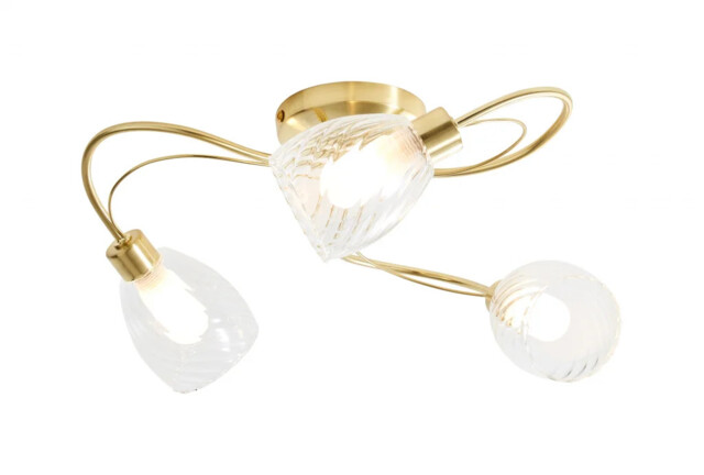 Bathroom Light Brass Veria 3 Satin Clear Glass Ip44 Spa Spa-35828-sbrs