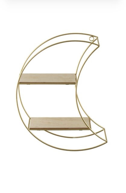 Sass & Belle Celestial Moon Wall Shelf Iron 2 Tier Hanging Display
