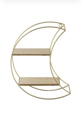 Sass & Belle Celestial Moon Wall Shelf Iron 2 Tier Hanging Display