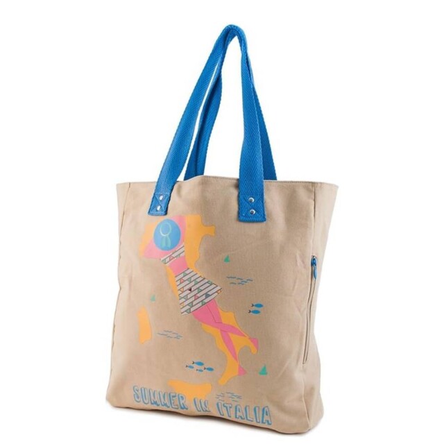 Shopper Bag In Canvas With Internal Pocket That's Italia Summer