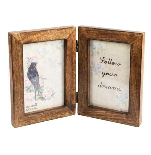 Double Brown Dark Wood Follow Your Dreams Photo Picture Frame Standing