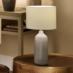 Blue Ceramic Table Lamp Ombre White Shade Bedside Living Room Side