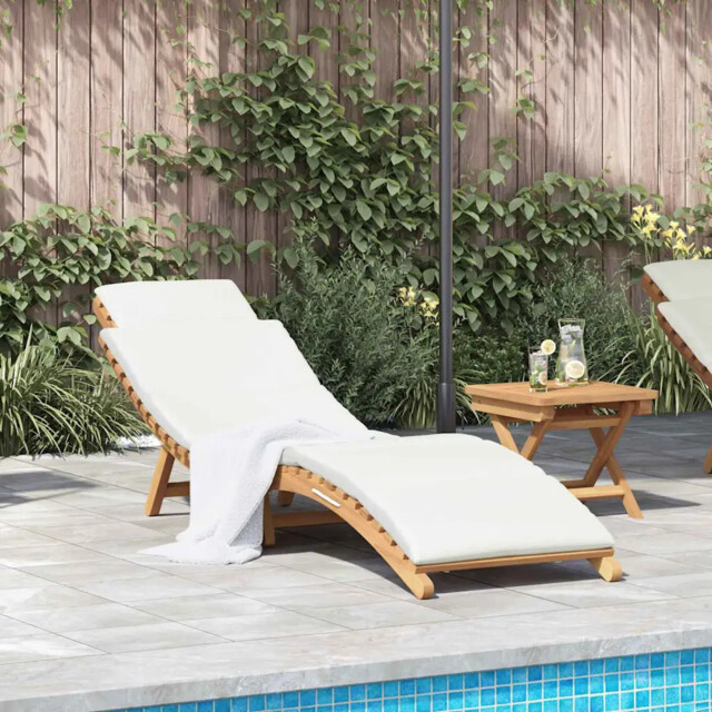 Sun Lounger Cream White 188 X 55 X 59 Cm Solid Teak Wood Vidaxl by