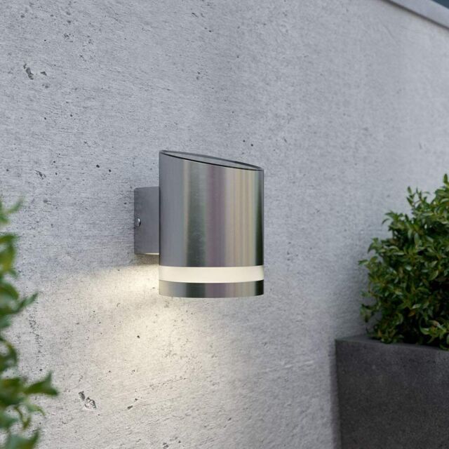 Truro Solar Powered Outdoor Wall Light Wireless Stainless Steel Warm