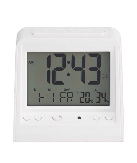Amazon Basics Tabletop Digital Alarm Clock With Light, Temp & Date