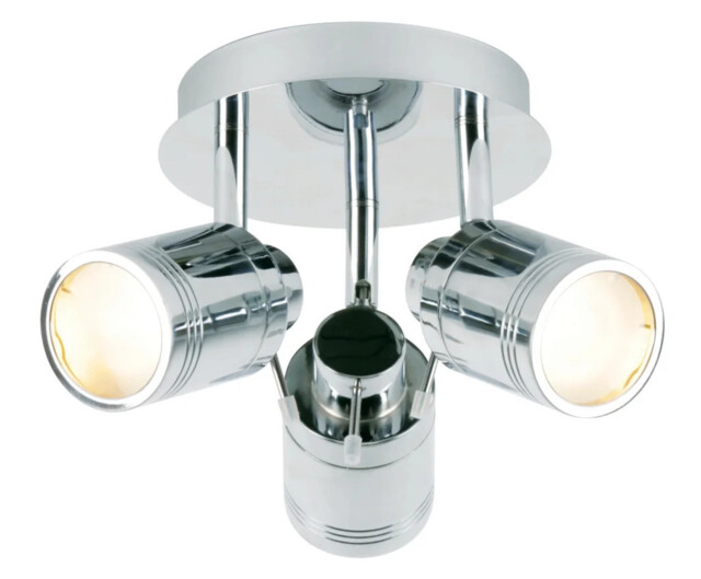 Bathroom Light Silver Scorpius 3 Spot Plate Chrome Ip44 Spa