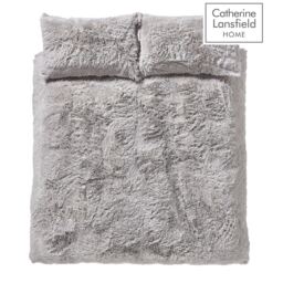 Catherine Lansfield Cuddly Deep Pile Faux Fur Plain Duvet Cover