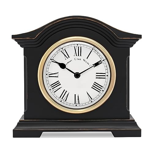 Acctim Falkenburg Vintage Mantel Clock In Black With Roman Numerals,