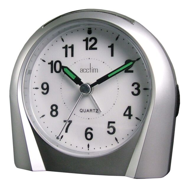 Acctim Sweeper Analogue Alarm Clock Non Ticking Sweep Smartlite Quartz