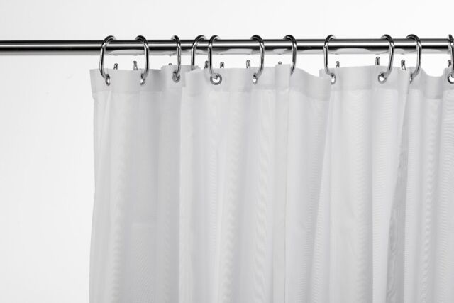 Croydex White Shower Curtain Modern Textile Weighted Hem 1800 X 1800