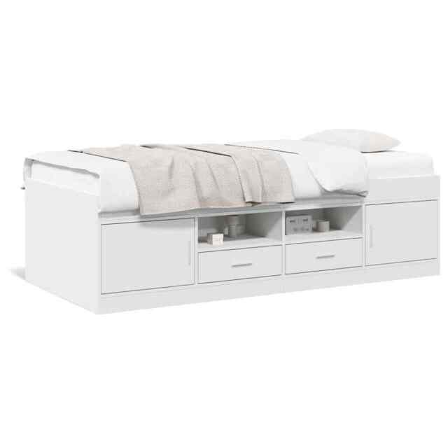 Daybed With Drawers White 75x190 Cm Engineered Wood Vidaxl