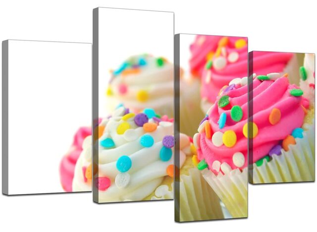 Pink Cup Cakes Kitchen Canvas Wall Art Pictures 130cm Xl Prints 4084
