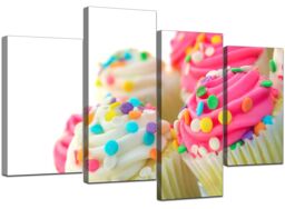 Pink Cup Cakes Kitchen Canvas Wall Art Pictures 130cm Xl Prints 4084