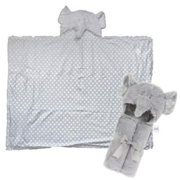 Super Soft Baby Animal Hooded Blanket 100cm X 75cm - Elephant