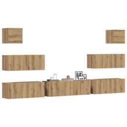 7 Piece Tv Cabinet Set Wall-mounted Artisan Oak Engineered Wood Vidaxl