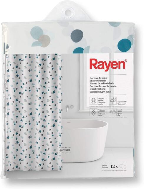 Rayen Waterproof Quick-drying Bathroom Shower Curtain White Green Dots