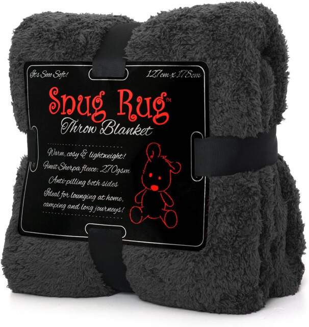 Snug Rug Special Edition Luxury Grey Blanket Sherpa Fleece Blankets