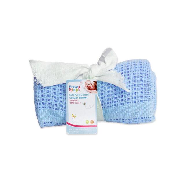 Sale Price Cellular Baby Blanket 100% Cotton 75cm X 100cm (blue)